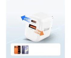 Tech-Protect NCA45W-GAN 2-Port laidinis įkroviklis PD 45W / QC3.0 baltos spalvos