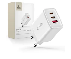 Tech-Protect NCA65W-GAN 3 prievadų tinklo įkroviklis PD 65W / QC3.0 Baltas