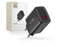 Tech-Protect NCA65W-GAN 3-PORT laidinis įkroviklis PD 65W / QC3.0 juodos spalvos