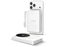 Tech-Protect PB40 LIFEMAG MagSafe IŠORINĖ BATERIJA 10000MAH 25W QI2.2 BALTA/SIDABRINĖ