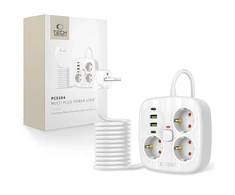 „Tech-Protect PCS3X4“ maitinimo lizdas, 3 lizdai, 2xUSB-A, 2xUSB-C, 200 cm - baltas