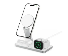 Tech-Protect QI15W-A47 MagSafe 3in1 indukcinis įkroviklis + USB-C laidas - Baltas