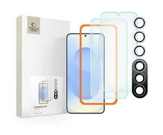 Tech-Protect Supreme Set for Samsung Galaxy S25 2x apsauginis stiklas for Ekranas / apsauginis stiklas for Camera – Clear