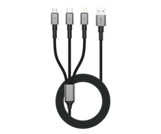 Tech-Protect UltraBoost DNA 3in1 USB-C / Micro-USB / Lightning kabelis 120 cm – pilkos spalvos