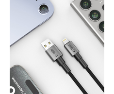 Tech-Protect UltraBoost DNA USB-A / Lightning kabelis 15W/2.4A 100 cm - pilka
