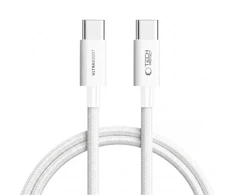 Tech-Protect ULTRABOOST LITE duomenų perdavimo ir įkrovimo kabelis | USB-C į USB-C | PD | 60W | 1,5 m | baltas