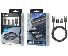 Techancy HDMI 3in1 vaizdo kabelis 1,5 m, juodas