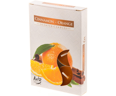 Aura Oranžinis Plauk.žvakutės 6vnt Cinnamon-Oranžinis