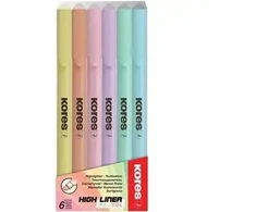 Teksta marķieri KORES HIGH LINER PASTEL, komplekts - 6 krāsas