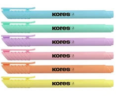 Teksta marķieri KORES HIGH LINER PASTEL, komplekts - 6 krāsas