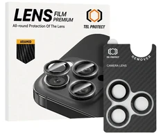 Tel Protect 3D Lens Aramid Series grūdintas stiklas kamerai, skirtas Iphone 18 Pro/18 Pro Max (3 vnt. objektyvų)