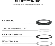 Tel Protect 3D Lens Aramid Series grūdintas stiklas kamerai, skirtas Iphone 18 Pro/18 Pro Max (3 vnt. objektyvų)