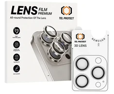 Tel Protect 3D Lens grūdintas stiklas fotoaparatui, skirtas Iphone 18 Pro/18 Pro Max, skaidrus (3 vnt. objektyvui)