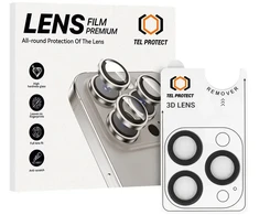Tel Protect 3D Lens grūdintas stiklas fotoaparatui, skirtas Iphone 18 Pro/18 Pro Max, juodas (3 vnt. objektyvų)
