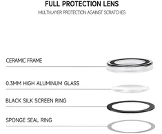 Tel Protect 3D Lens grūdintas stiklas fotoaparatui, skirtas Iphone 18 Pro/18 Pro Max, skaidrus (3 vnt. objektyvui)