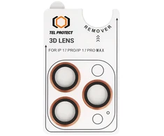 Tempered glass Tel Protect 3D Lens on camera for Iphone 17 Pro/17 Pro Max oranžinis (lens 3 pieces)