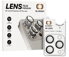 Apsauginis stiklas Tel Protect 3D Lens on camera skirtas Apple iPhone 17 Pro/17 Pro Max sidabrinis (lens 3 pieces)