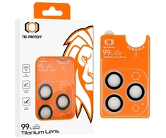 Grūdintas stiklas Tel Protect Titanium Lens 99% AR kamerai, skirtas Iphone 18 Pro/18 Pro Max, skaidrus (objektyvas 3 vnt.)
