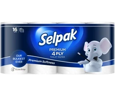 Tualetinis popierius SELPAK, 4 sluoksnių, 16,8 m, 120 lapų, 16 ritinių