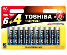TOSHIBA AA alkaline batteries 10 pack