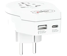 Adapteris Schuko kištukas – universalus lizdas 230V 16A su USB + USB-C 20W SKROSS