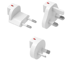 Adapteris kelioninis 4smarts Worldplug do GaN Flex, Hybrid Charger 6in1, FlatPlug Slim (UK, EU, AU) 3 vnt balta