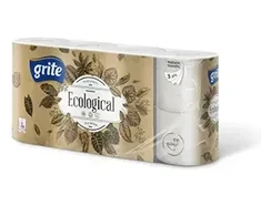 Tualetes papīrs GRITE Ecological 3 sl., baltā krāsā, 8 gab./iepak., 14.85m., 135 loksnes