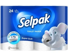 Tualetes papīrs SELPAK, 3 sl., 150 lapiņas rullī, 18.6 m, baltā krāsā, 24 gab./iepak.