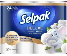 Tualetes papīrs SELPAK Deluxe Cotton, 3 slāņi, 15.6m, 130 loksnes, 24 ruļļi