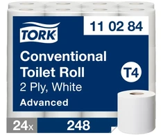 Tualetes papīrs TORK Advanced T4, 2 sl., 248 lapiņas rullī, , 10 cm x 34.72 m, 24 gab./iepak.