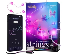 „Twinkly Candies“ 100 širdies formos RGB šviesos diodų, skaidrus laidas, USB-C