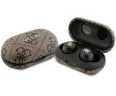 TWS Guess 4G Metal Bluetooth ausinės su ENC docking station - ruda