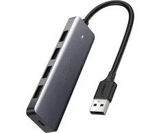Ugreen 4 viename koncentratorius USB-A į 4x USB 3.0 | USB-C | pilkas