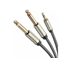 UGREEN AV126 3.5mm - 2x 6.35mm laidas 2m pilkas