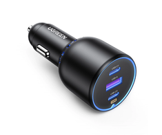 Atomobilnis įkroviklis UGREEN CD293, 2XUSB-C PD+ USB-A 130W juodos spalvos