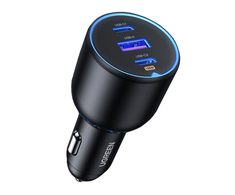 Atomobilnis įkroviklis UGREEN CD293, 2XUSB-C PD+ USB-A 130W juodos spalvos