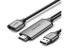 Ugreen CM151 50291 USB-A (moteris) – HDMI adapteris su USB-A maitinimo prievadu (vyriškas) 1,5 m – pilkas
