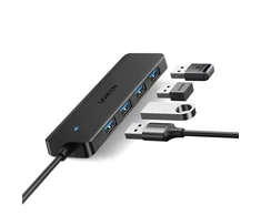 HUB Ugreen CM219 25851 su 4 USB-A 3.0 jungtys and USB-A 3.0 kabelis 15cm - juodos spalvos