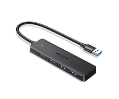 HUB Ugreen CM219 25851 su 4 USB-A 3.0 jungtys and USB-A 3.0 kabelis 15cm - juodos spalvos