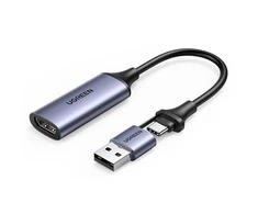 Ugreen CM489 40189 HDMI Adapteris (Female) - USB-A / USB-C (Male) - pilkos spalvos