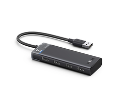 Ugreen CM653 HUB su 4 USB-A jungtys ir USB-A maitinimo laidu - juodas
