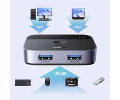 Ugreen CM757 2in1 adapteris 2x USB-A 3.0 (įvestis) / 2x USB-A (išvestis) - pilkos spalvos