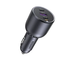 Ugreen 130W 3-Port Fast Car Char pilka Ausinės, Mobilus kompiuteris, Mobilusis telefonas, , Išorinė baterija, Telefonas Pilka Cigarų pridegiklis Automatinis