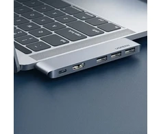 Ugreen 60559 USB-C į USB-C šakotuvas | HDMI | 3x USB 3.0 | 100W | pilkas