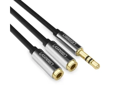 UGREEN AUX garso skirstytuvas su lizdu 3.5 mm laidas, 20 cm (sidabrinis)