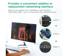 Ugreen US230 Gigabit 10/100/1000Mbps PCI-E Network Card - juodos spalvos
