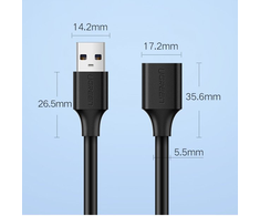 UGREEN prailginimo laidas US129 USB 3.0 (female) - USB 3.0 (male) 2 m, juodas (10373)