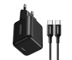 Ugreen X513 30W GaN Laidinis įkroviklis 1x USB-C + 1m USB-C Kabelis - juodos spalvos
