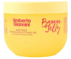 Umberto Giannini Banana Jelly Hair Styling Gel Minkštinantis ir glotninantis &amp; Curl Definition Strong, 475 ml