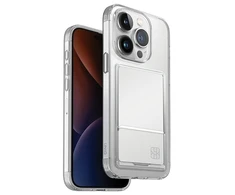 UNIQ dėklas Air Fender ID Apple iPhone 15 Pro Max 6.7" nude skaidrus Cardslot